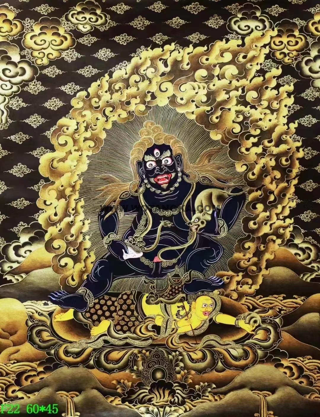 编号138-221719:黑金唐卡-黑财神(60*45CM左右)