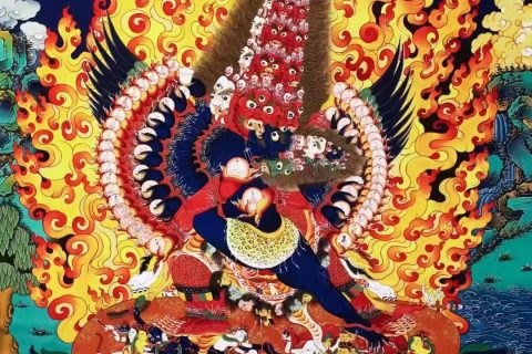 编号138-222392：彩绘唐卡-大殊胜嘿噜嘎（85*62CM左右）
