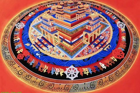 编号138-248099：彩绘唐卡-时轮金刚坛城（50*35CM左右）