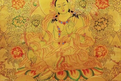 编号138-270037：黄金唐卡-绿度母（76*50CM左右）
