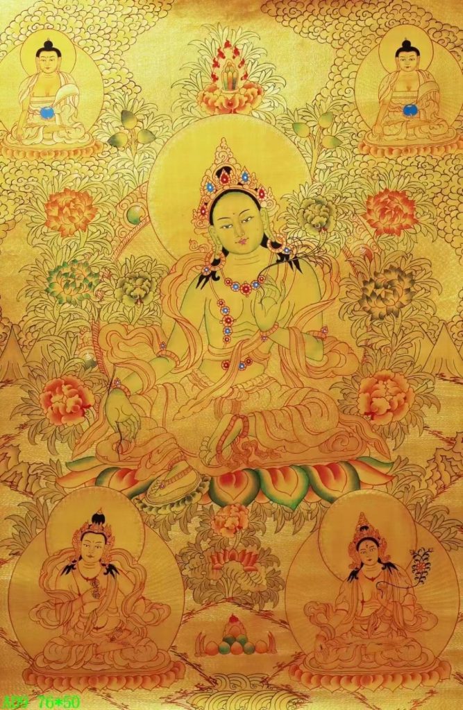 编号138-270037：黄金唐卡-绿度母（76*50CM左右）