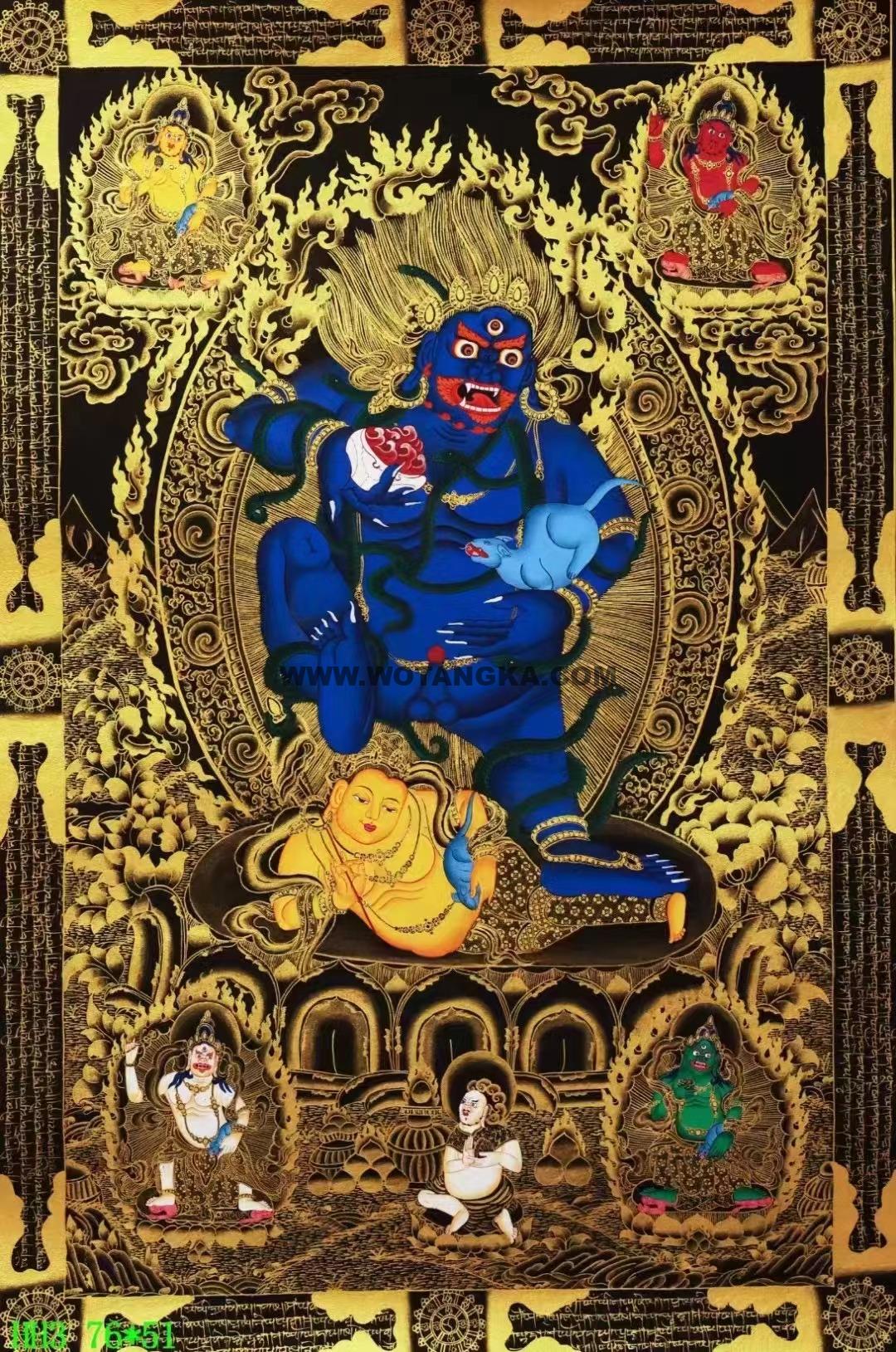 编号138-277325：黑金唐卡-黑财神·五方财神（76*51CM左右）