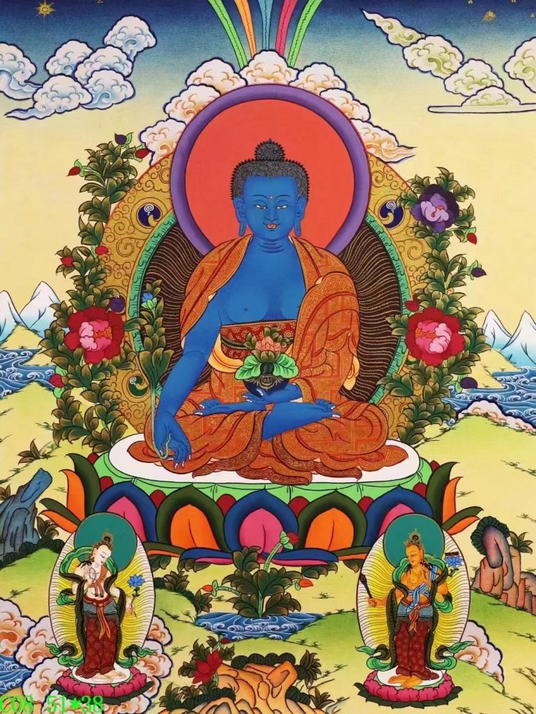 编号138-313680：彩绘唐卡-药师佛（51*38CM左右）