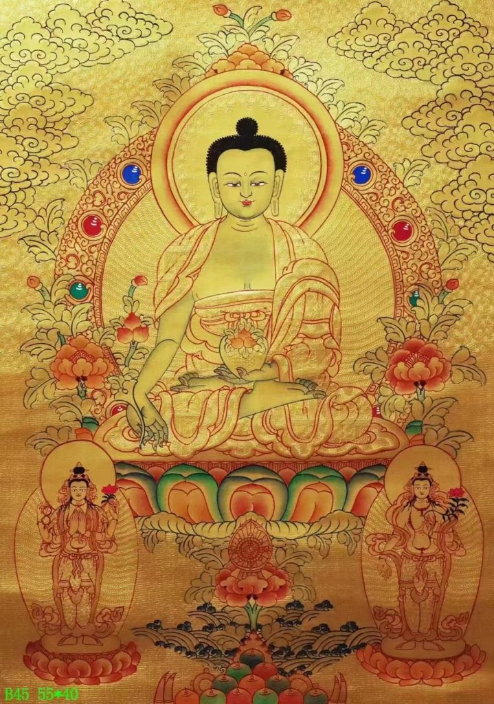 编号138-356610：黄金唐卡-药师佛（55*40CM左右）