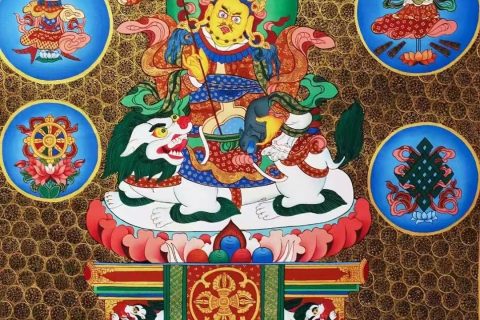 编号138-456187：黑金唐卡-财宝天王（76*51CM左右）
