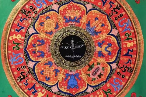 编号138-595940：彩绘唐卡-吉祥八宝坛城（70*70CM左右）
