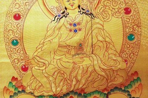 编号138-613319：黄金唐卡-莲花生大士（55*40CM左右）