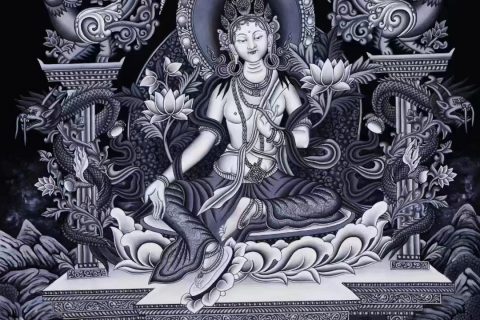 编号138-721484：彩绘唐卡-绿度母（62*45CM左右）