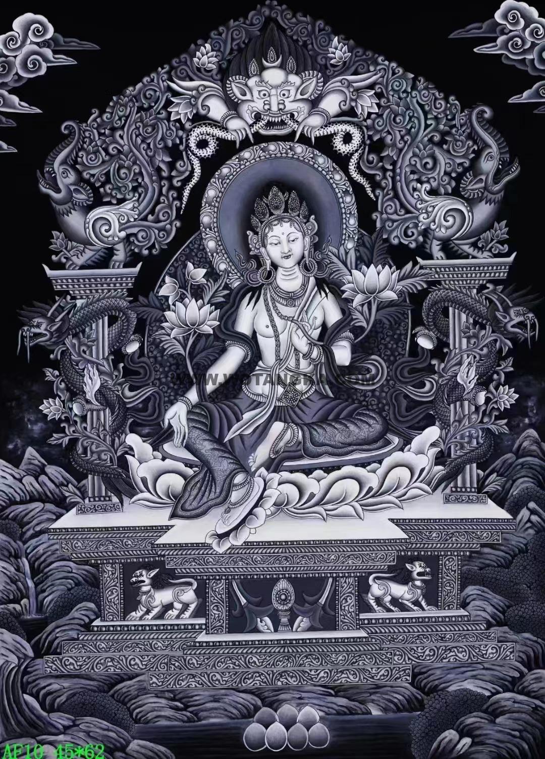 编号138-721484:彩绘唐卡-绿度母(62*45CM左右)