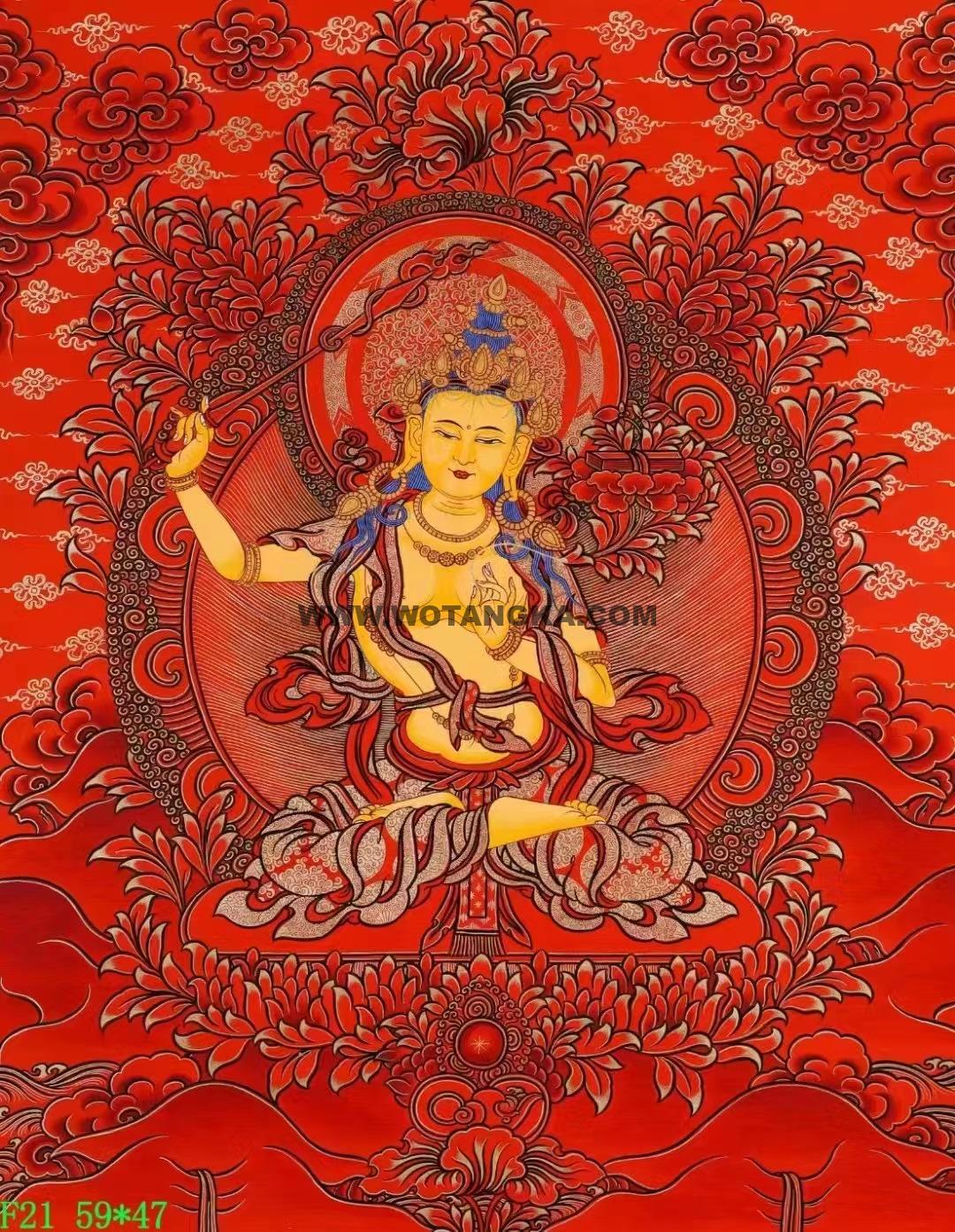 编号138-769654:红金唐卡-文殊菩萨(59*47CM左右)
