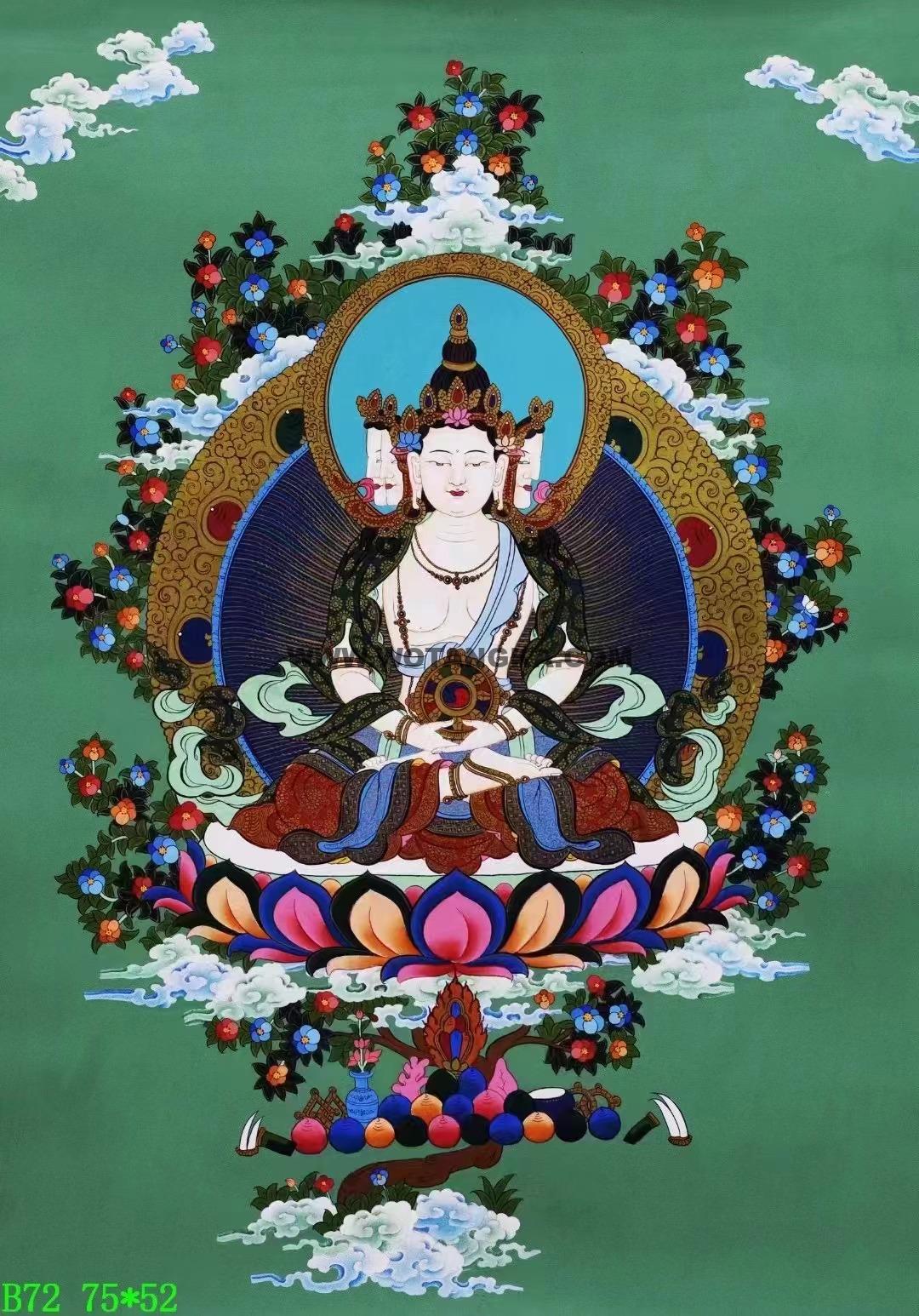 编号138-790343:彩绘唐卡-四面大日如来(75*52CM左右)