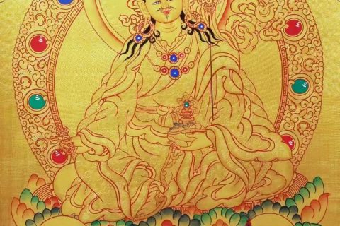 编号138-793458：黄金唐卡-莲花生大士（55*40CM左右）