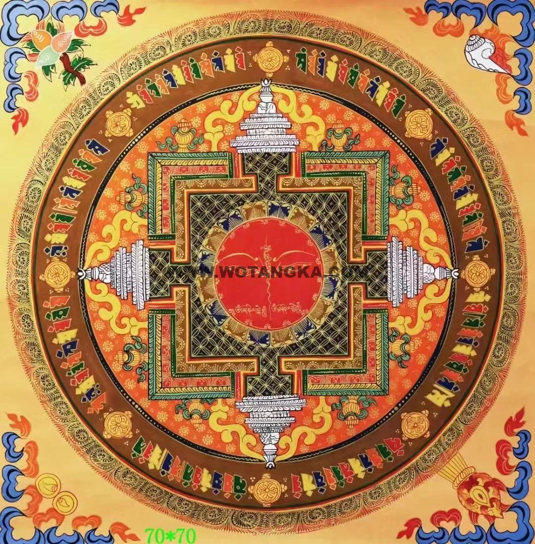 编号138-830761：彩绘唐卡-时轮金刚坛城（70*70CM左右）