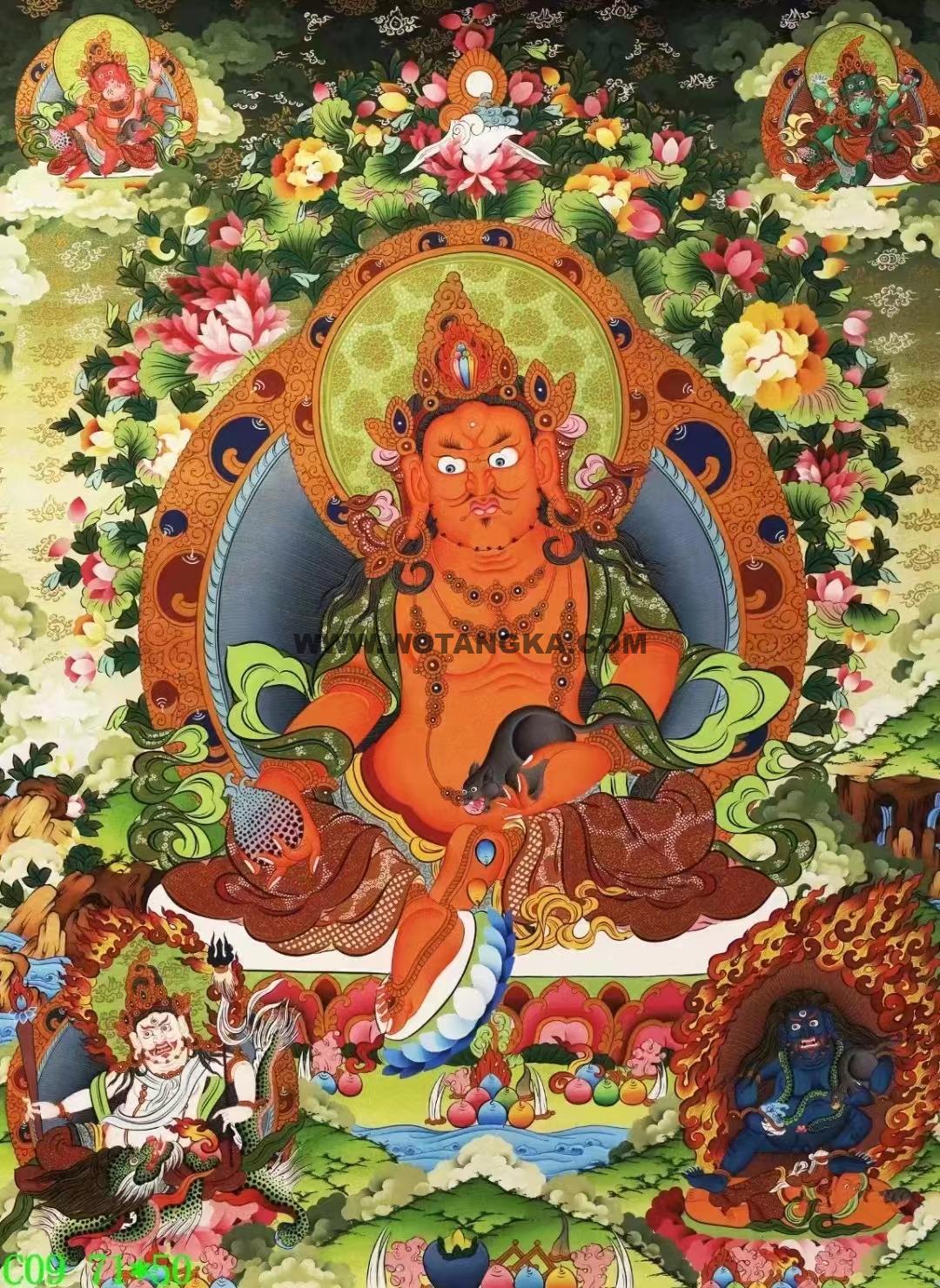 编号138-880903：彩绘唐卡-五方财神（71*50CM左右）