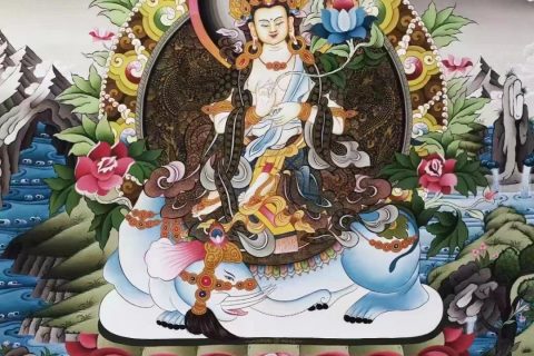 编号138-892455：彩绘唐卡-普贤菩萨（74*52CM左右）