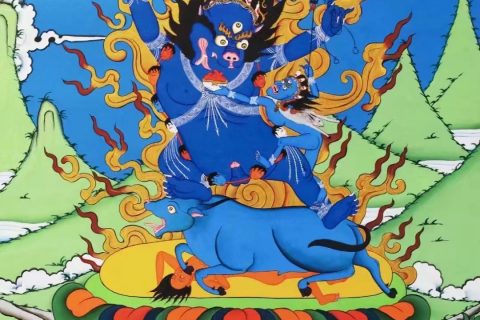 编号138-908062：彩绘唐卡-外修阎罗（71*50CM左右）