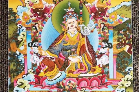 编号138-944820：彩绘唐卡-莲花生大士（84*61CM左右）