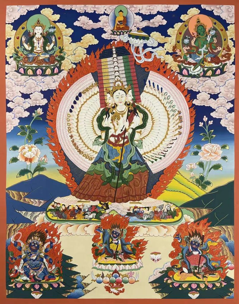 编号155-977487：彩绘唐卡-大白伞盖佛母（90*60CM左右）