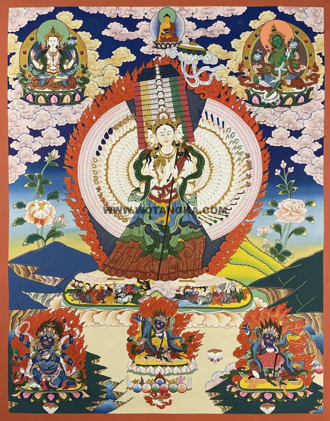 编号155-977487:彩绘唐卡-大白伞盖佛母(90*60CM左右)