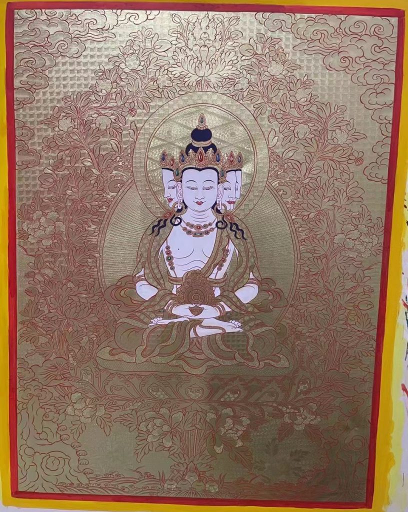 编号188-103826：黄金唐卡-四面大日如来（60*45CM左右）