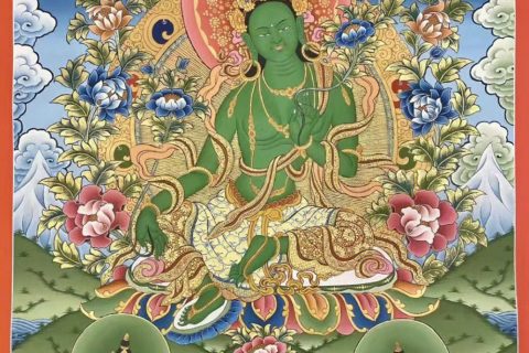 编号188-103857：彩绘唐卡-绿度母（80*60CM左右）