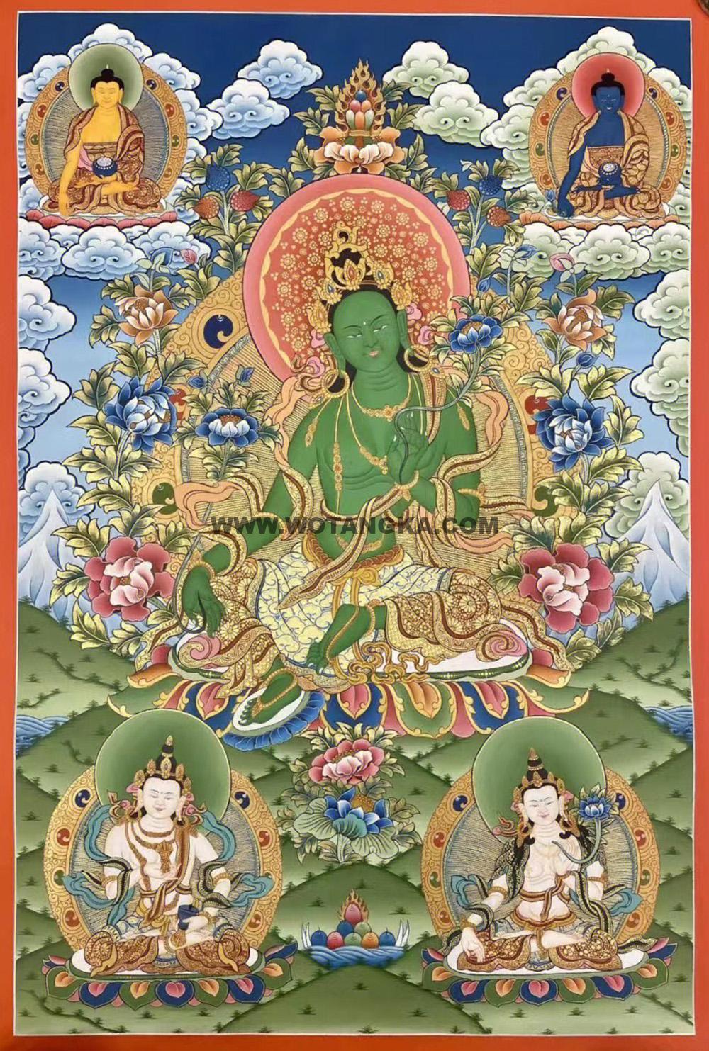 热贡-拉藏·画院：彩绘唐卡-绿度母（80*60CM左右）
