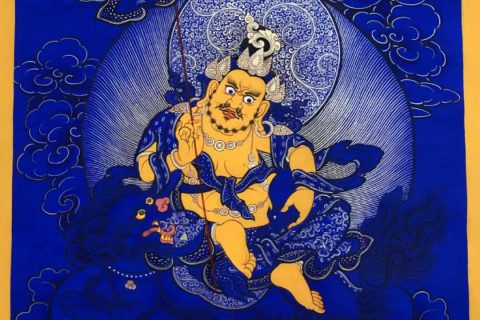 编号188-196660：蓝金唐卡-财宝天王（30*20CM左右）