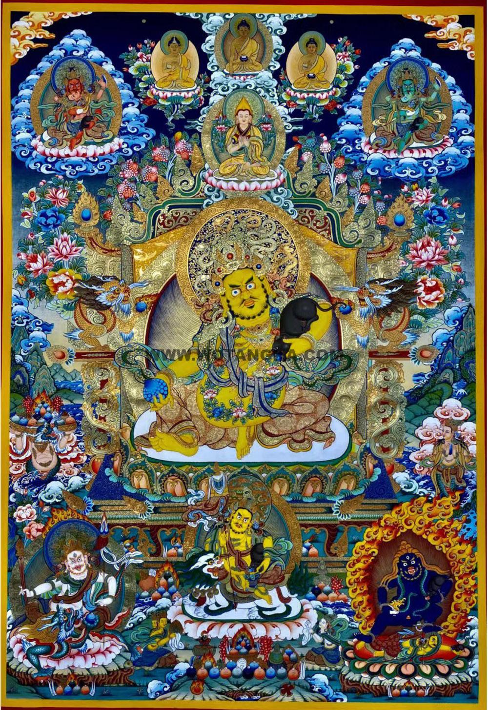 热贡-拉藏·画院：彩绘唐卡-五方财神（100*70CM左右）