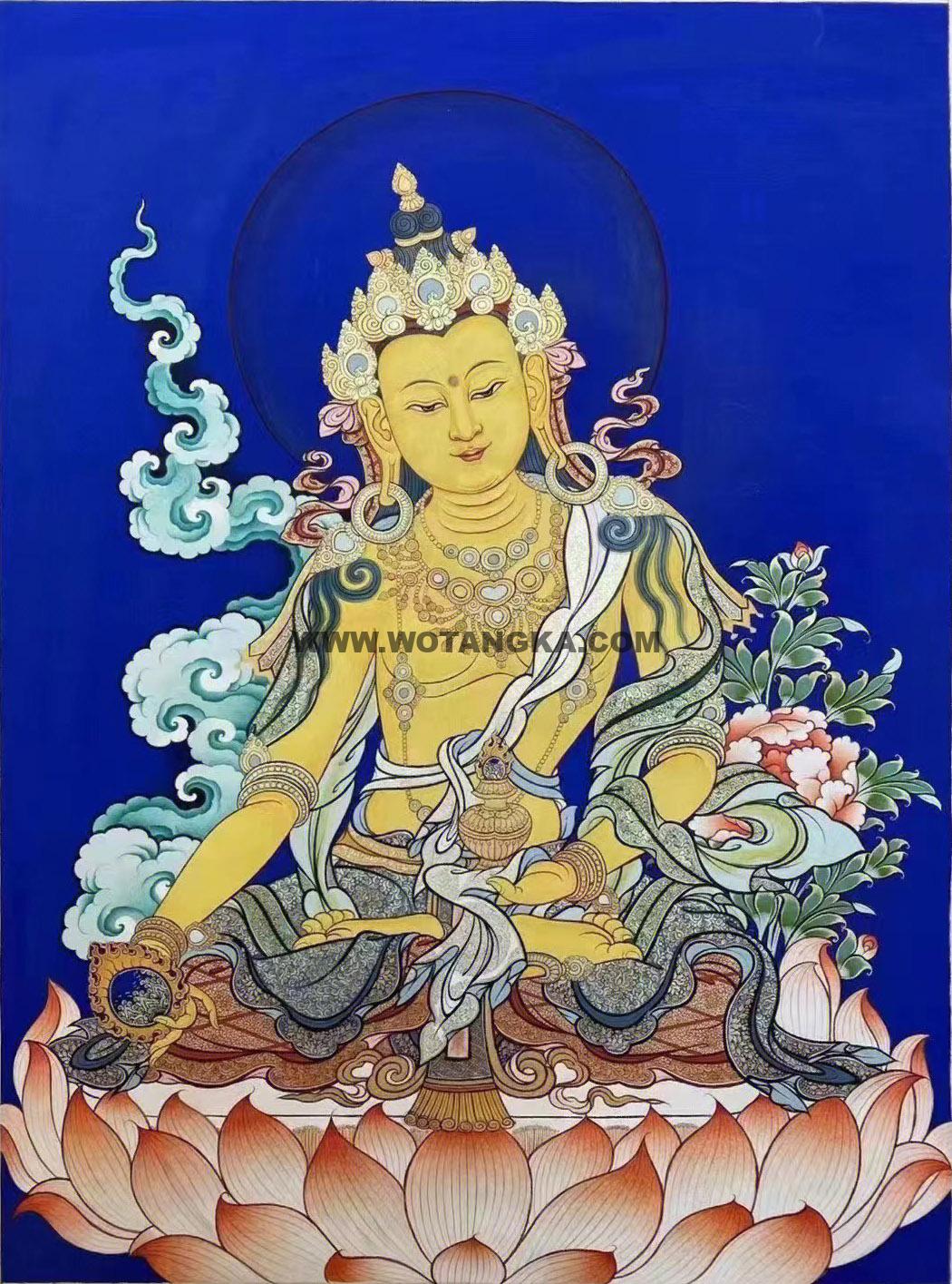 热贡-拉藏·画院:蓝金唐卡-地藏王菩萨(60*45CM左右)