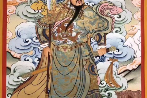 编号188-340810：彩绘唐卡-关公·伽蓝菩萨（50*40CM左右）