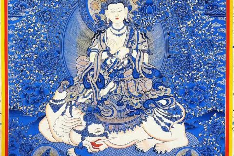 编号188-362171：蓝金唐卡-普贤菩萨（100*70CM左右）