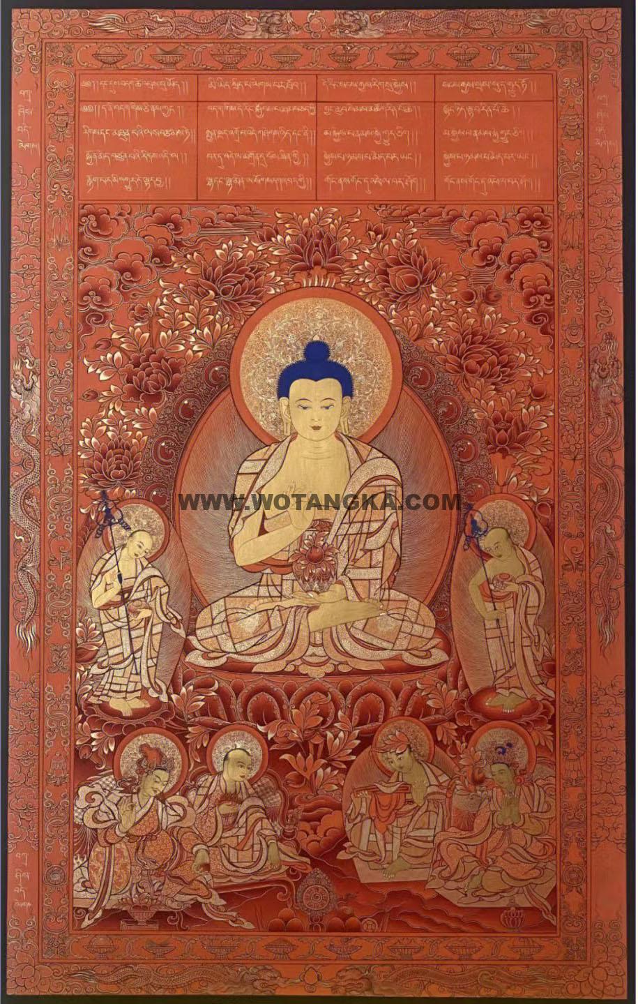 热贡-多杰扎西·画院：红金唐卡-释迦牟尼佛（90*60CM左右）