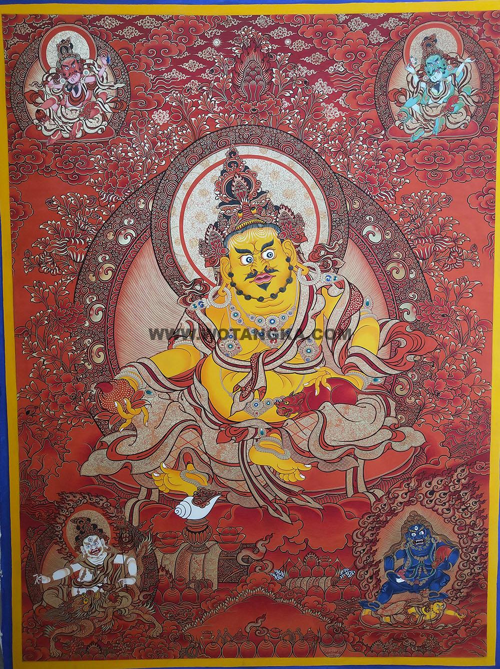 编号188-388851:红金唐卡-五方财神(100*70CM左右)