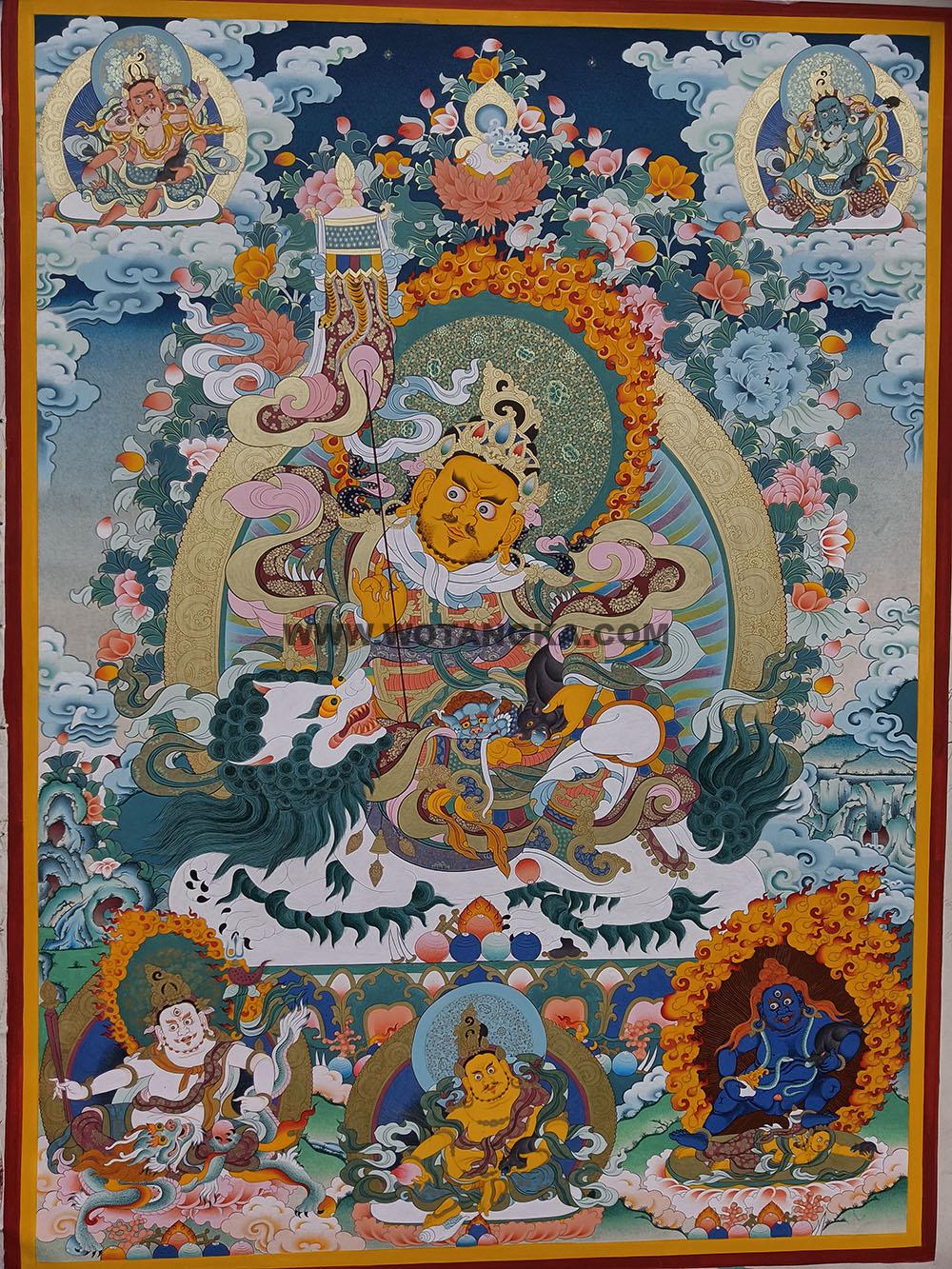 编号188-409385:彩绘唐卡-财宝天王·五方财神(80*60CM左右)