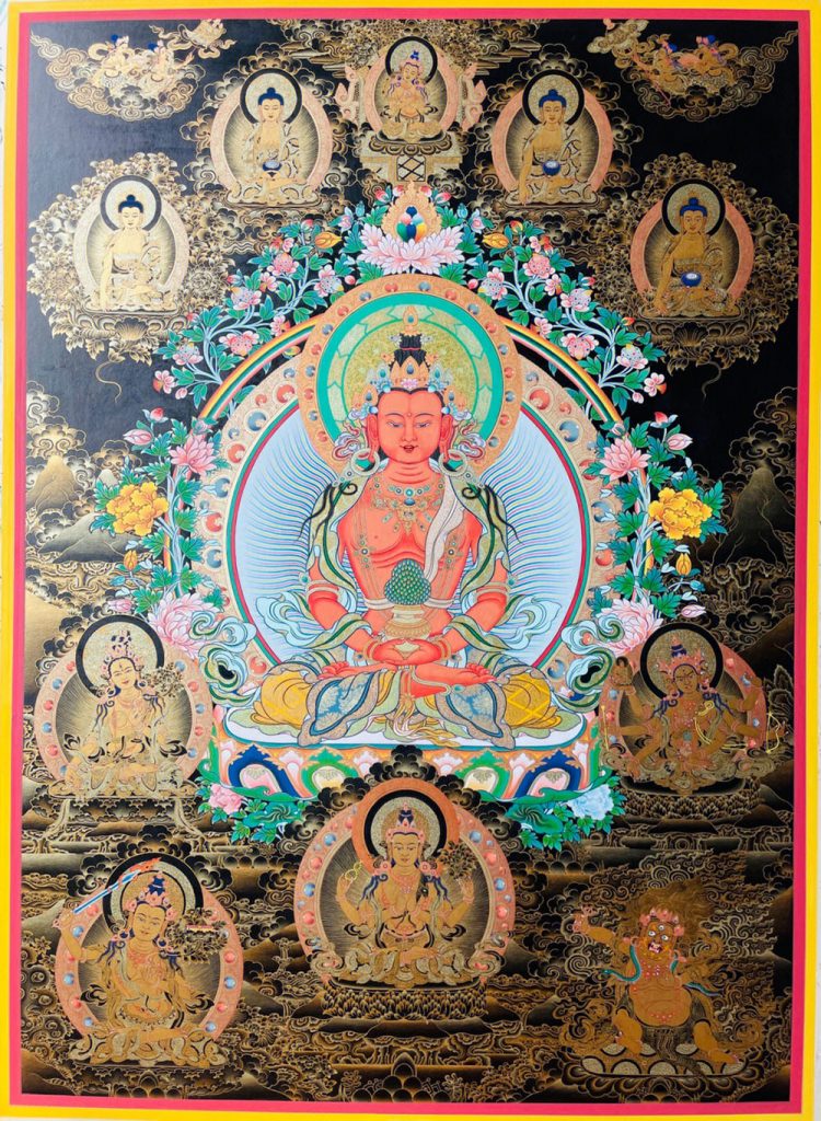 编号188-490607：黑金唐卡-长寿佛（100*70CM左右）