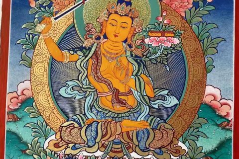 编号188-522360：彩绘唐卡-文殊菩萨（30*20CM左右）