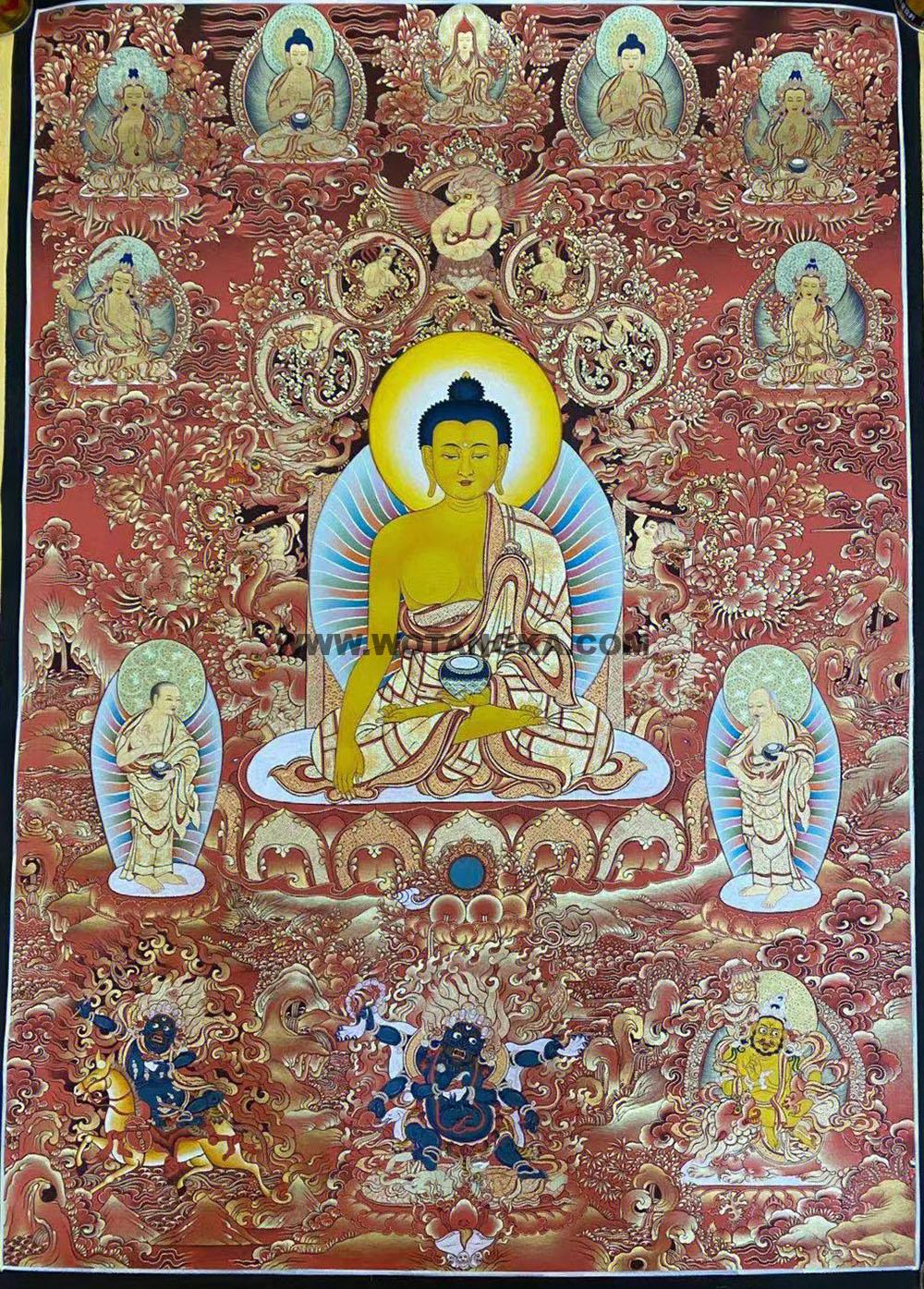 热贡-拉藏·画院：红金唐卡-释迦牟尼佛（100*70CM左右）