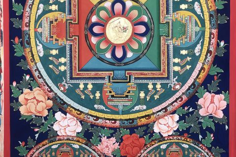 编号188-538876：彩绘唐卡-文殊菩萨·三怙主坛城（80*50CM左右）