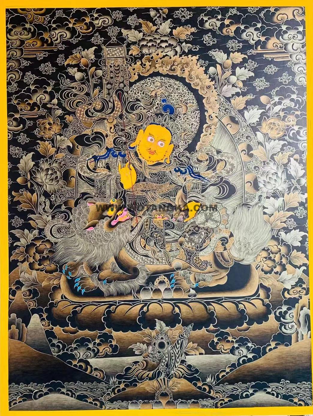 热贡-东智加·画院:黑金唐卡-财宝天王(60*45CM左右)