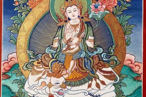 编号188-602528：彩绘唐卡-普贤菩萨（30*20CM左右）