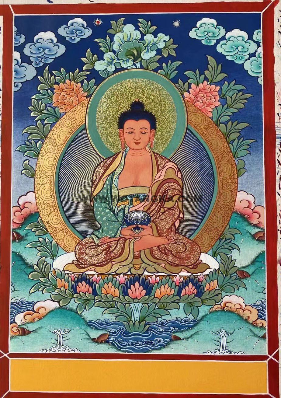 |已结缘·可定制|唐卡寄卖编号:JM·188-608949-吉祥阿弥陀佛供养图(彩唐)