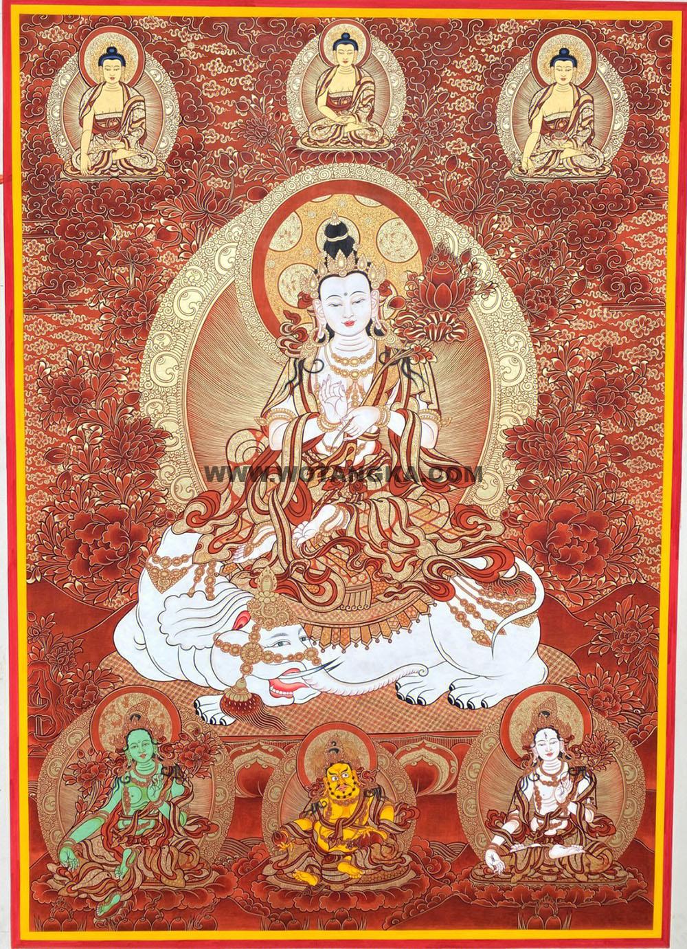 热贡-拉藏·画院：红金唐卡-普贤菩萨（80*60CM左右）