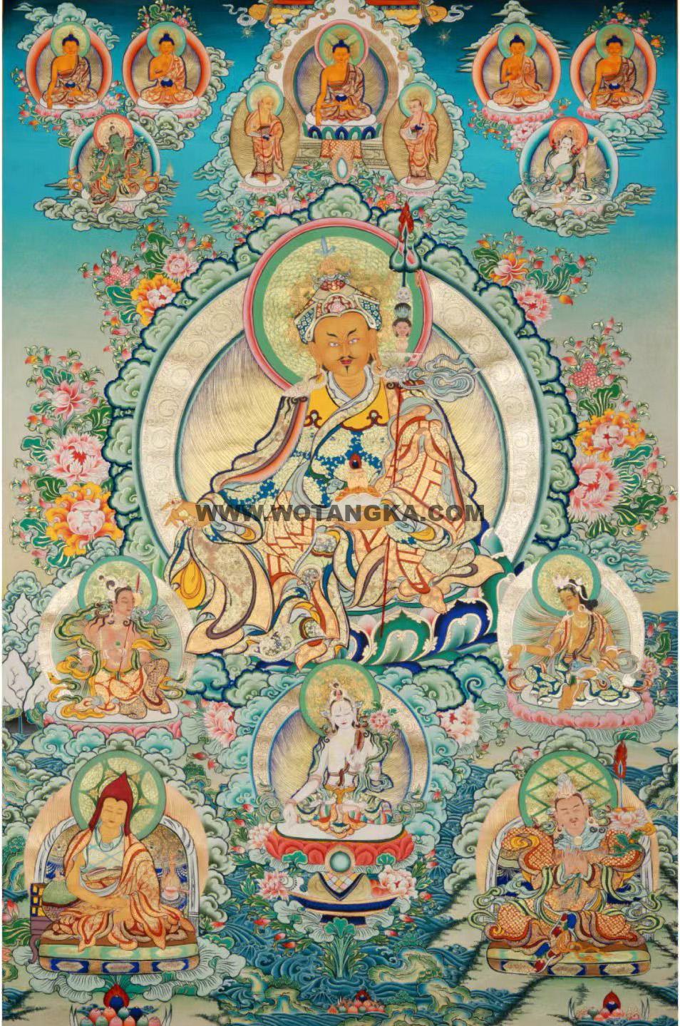 编号188-654933:彩绘唐卡-莲花生大士·师君三尊(100*70CM左右)