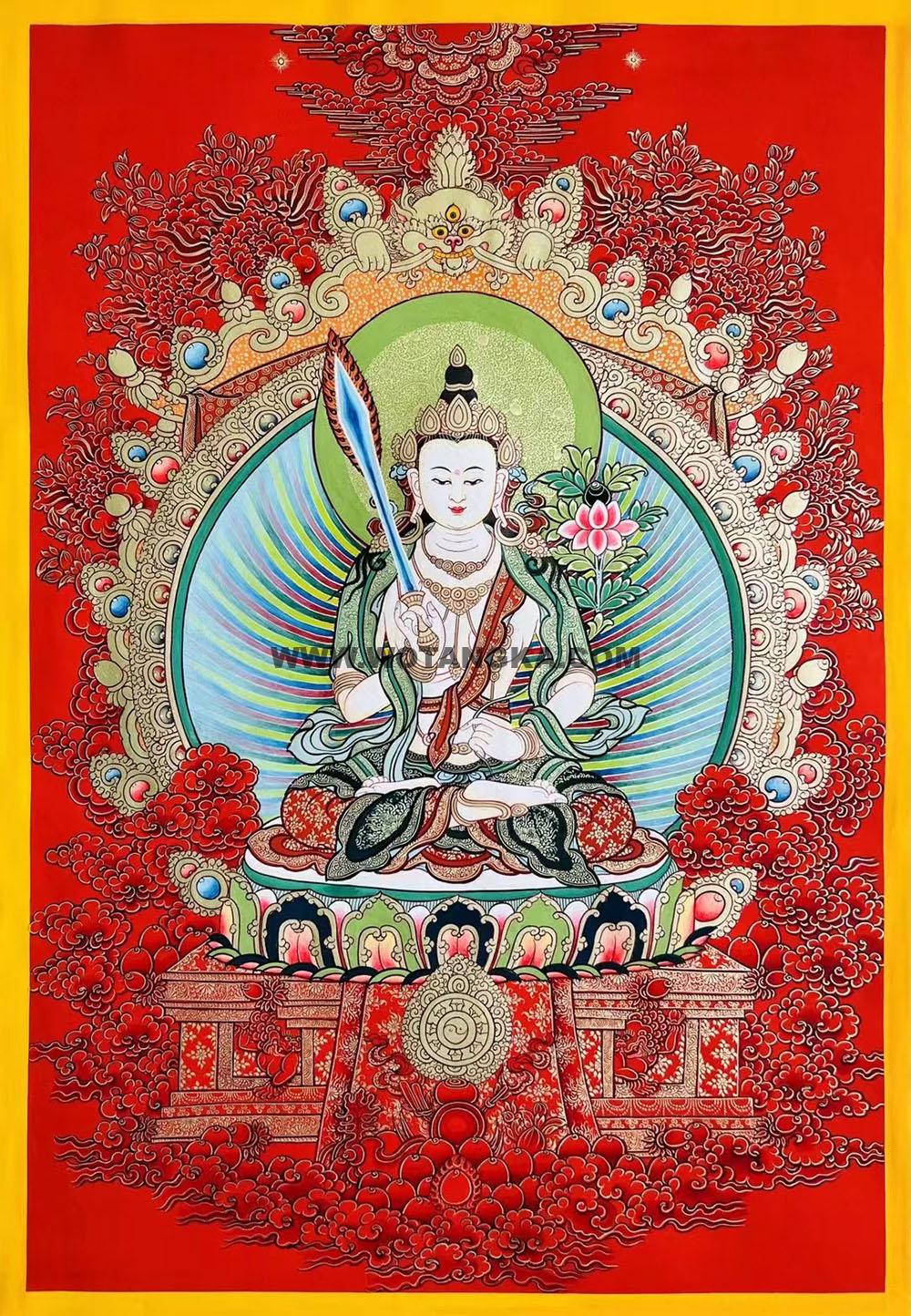 热贡-拉藏·画院：红金唐卡-虚空藏菩萨（70*50CM左右）