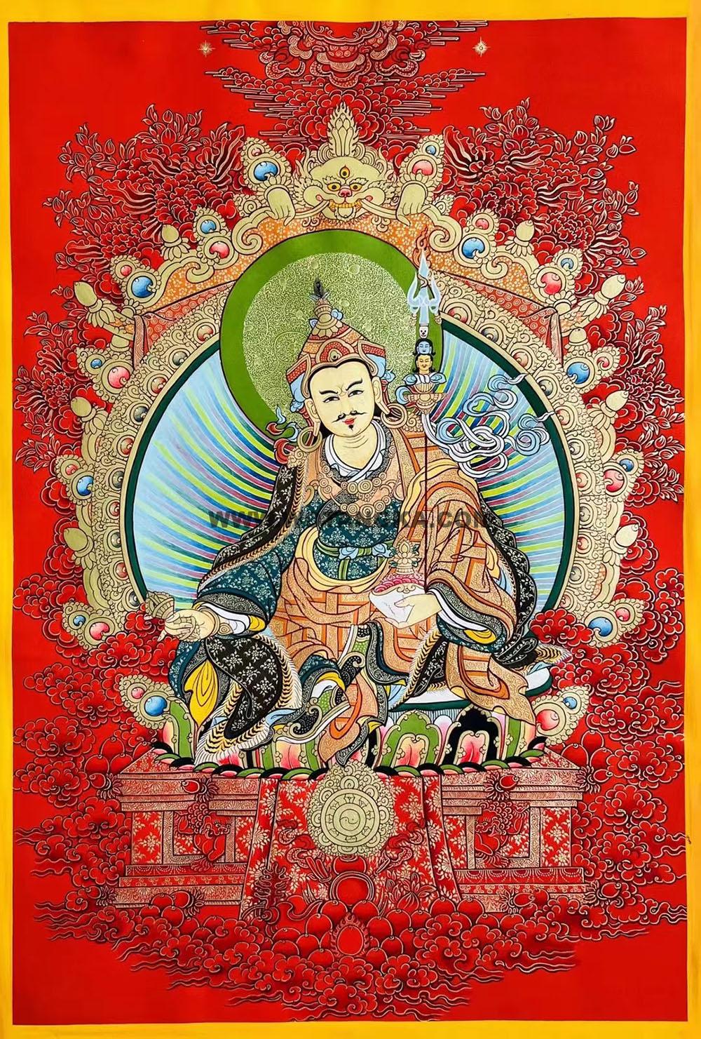 热贡-拉藏·画院:红金唐卡-莲花生大士(70*50CM左右)