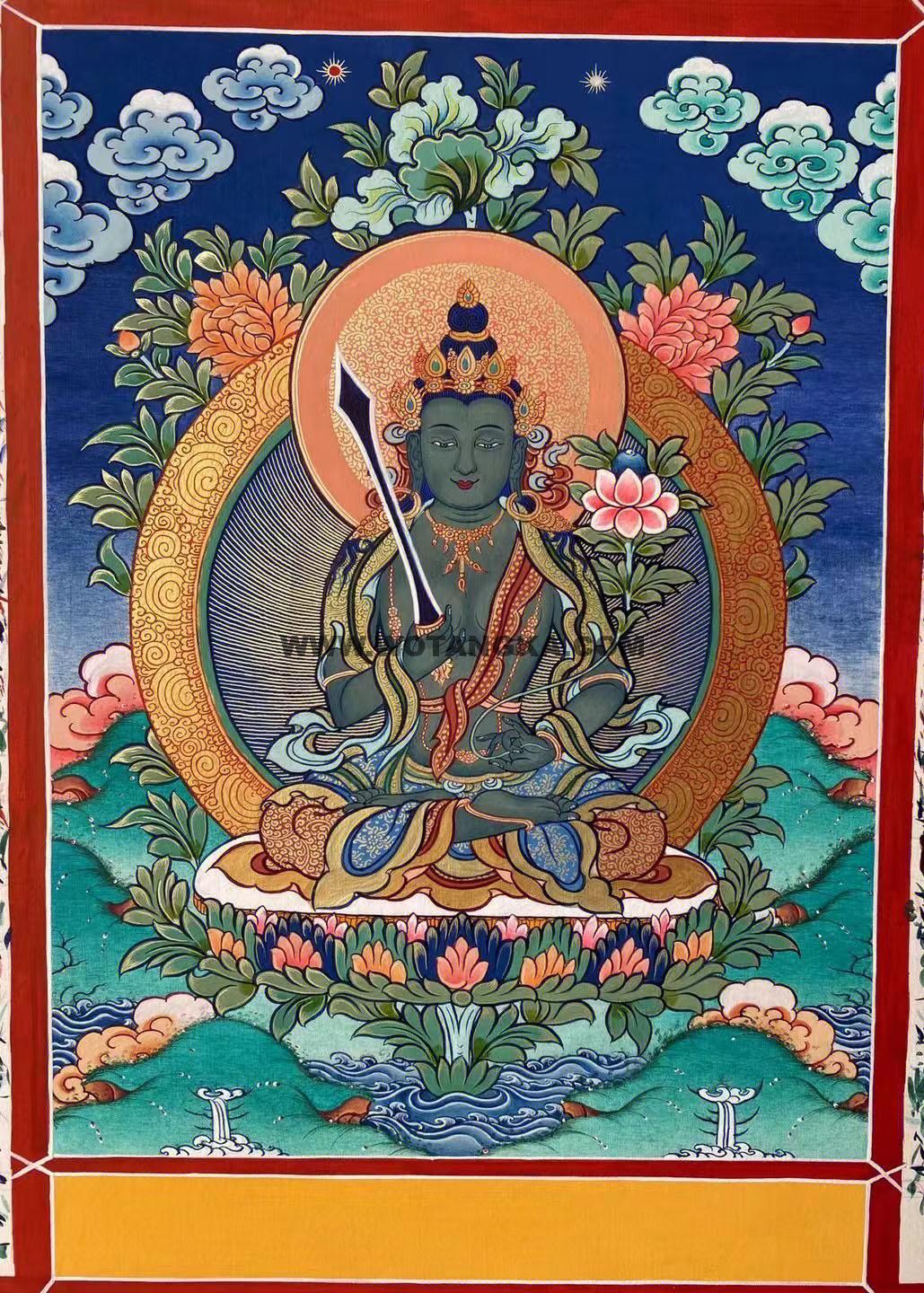 热贡-完德才让·画院:彩绘唐卡-虚空藏菩萨(30*20CM左右)