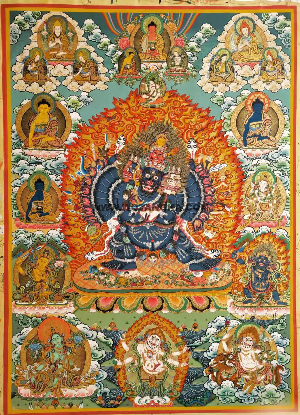 ｜已结缘·可定制｜唐卡寄卖编号：JM·188-804375-大威德明王祈福送财图（彩唐）