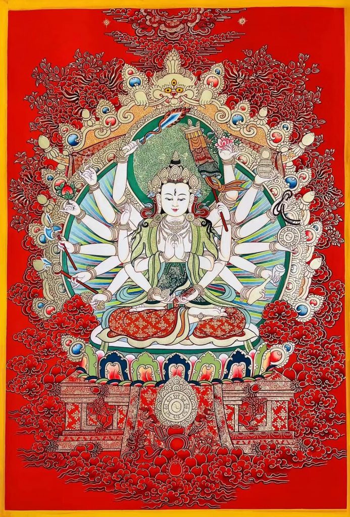 编号188-854966：红金唐卡-准提佛母（70*50CM左右）