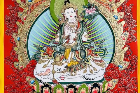 编号188-881752：红金唐卡-普贤菩萨（70*50CM左右）