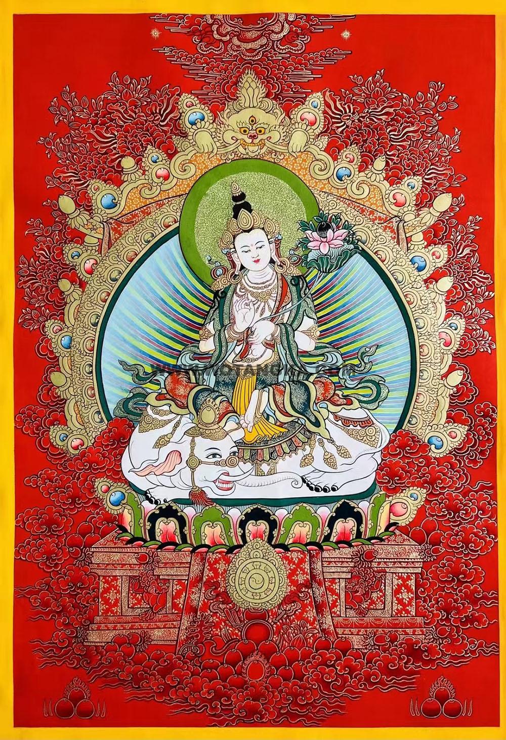 热贡-拉藏·画院：红金唐卡-普贤菩萨（70*50CM左右）